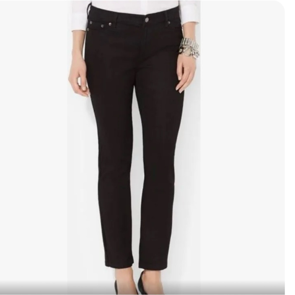 LAUREN Ralph Lauren Women's Mid Rise Straight Jeans Black Size 16W - Picture 2 of 7